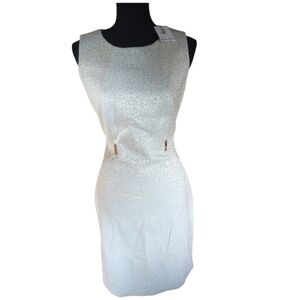 Calvin Klein Cream Leopard print sheath dress